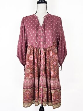 NWOT Spell Utopia Tunic Mini Dress, Berry